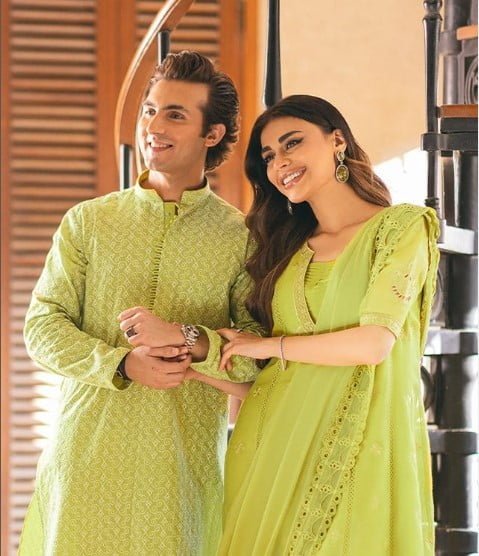 Sadaf and Shahroze Glow in Their Recent Photoshoot for Sunnia Manahil’s “Noor e Jaan” Collection